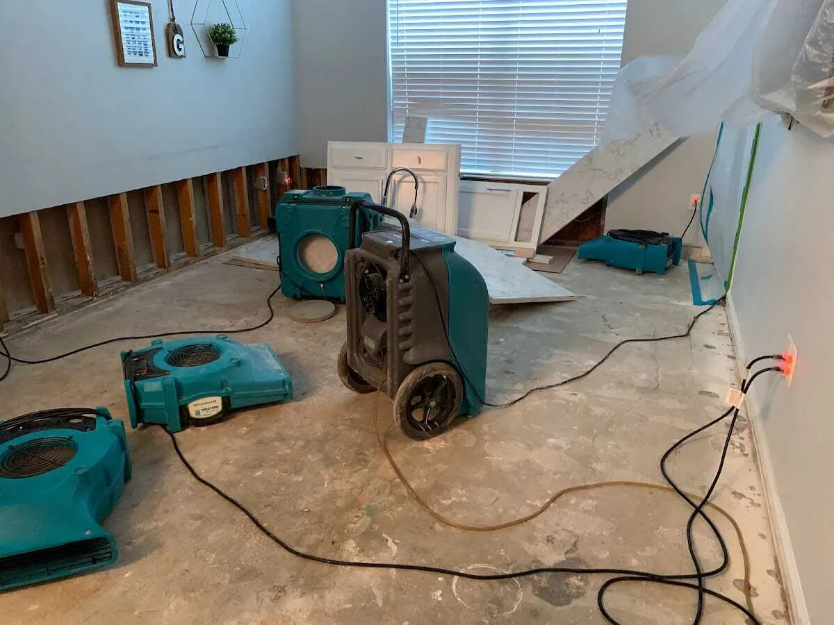Dehumidifier in flood-cut room for Water Damage Restoration in Shreveport